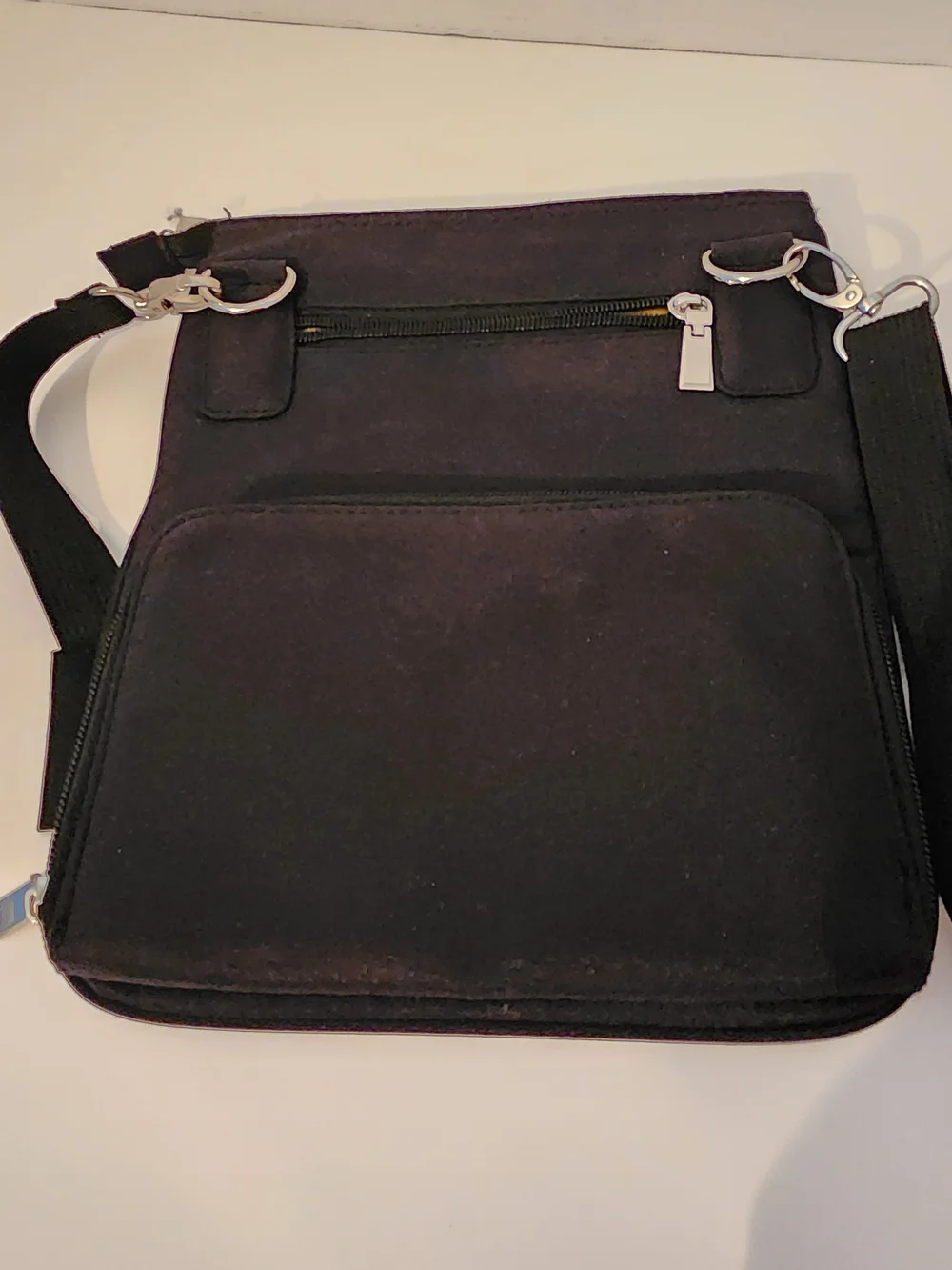 Black Crossbody Bag with White Daisy Print